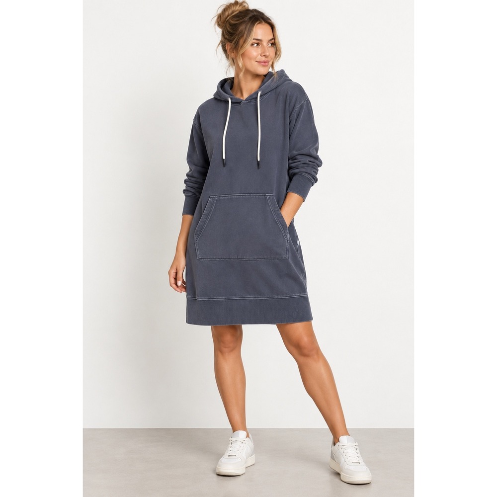 Athleta Coaster Luxe Hoodie Dress Navy Blue Sweatshirt S 531187